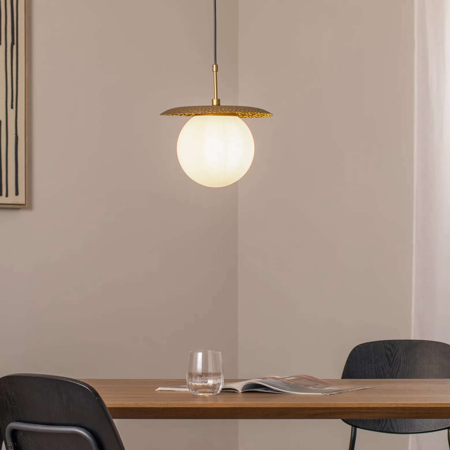 Hängeleuchte Anemon, goldfarben, Glas, Ø 30 cm, E27