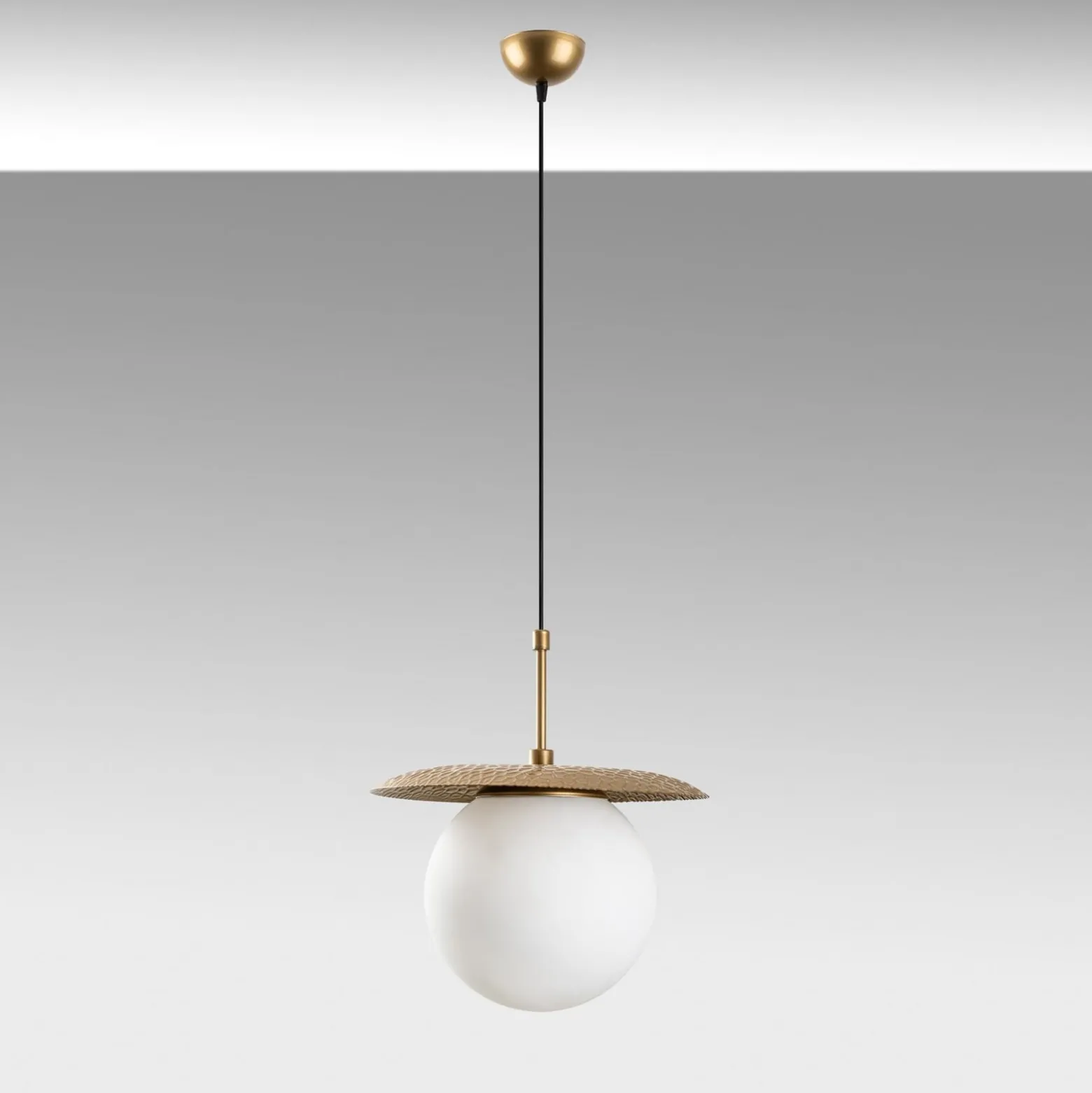 Hängeleuchte Anemon, goldfarben, Glas, Ø 30 cm, E27