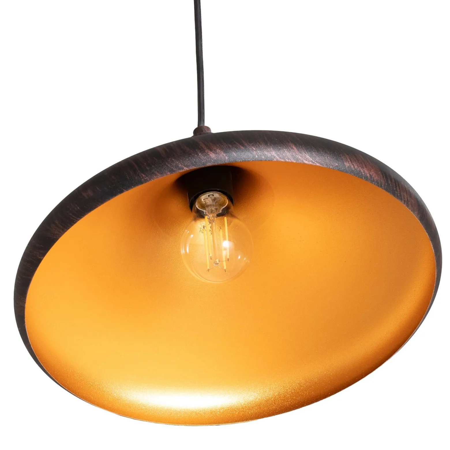 Hängeleuchte Barek, schwarz/gold, Ø 34 cm, Metall, E27
