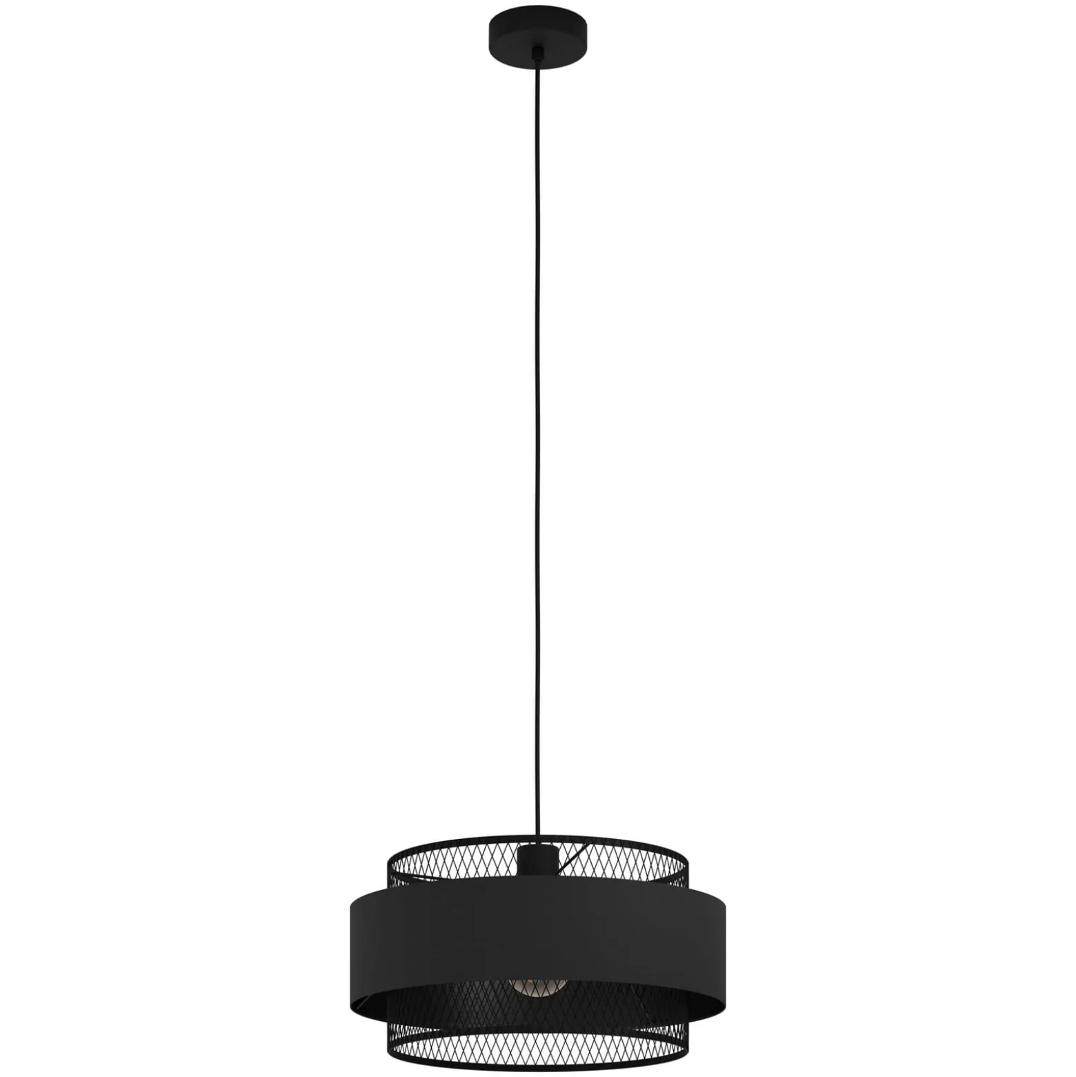 Hängeleuchte Bazely, Ø 40 cm, schwarz, Stoff