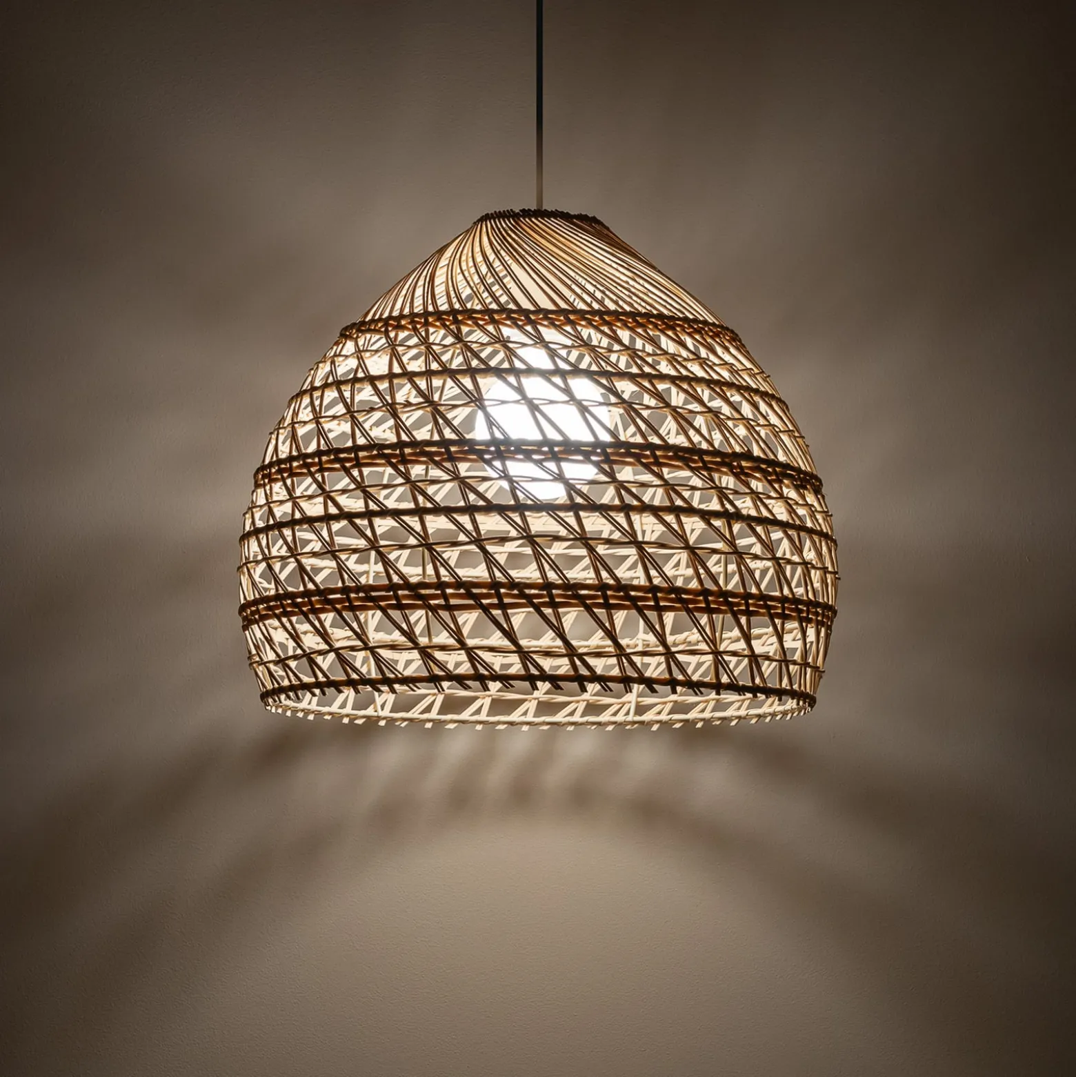 Hängeleuchte BOHO, Ø 43 cm, naturbraun, Rattan, E27