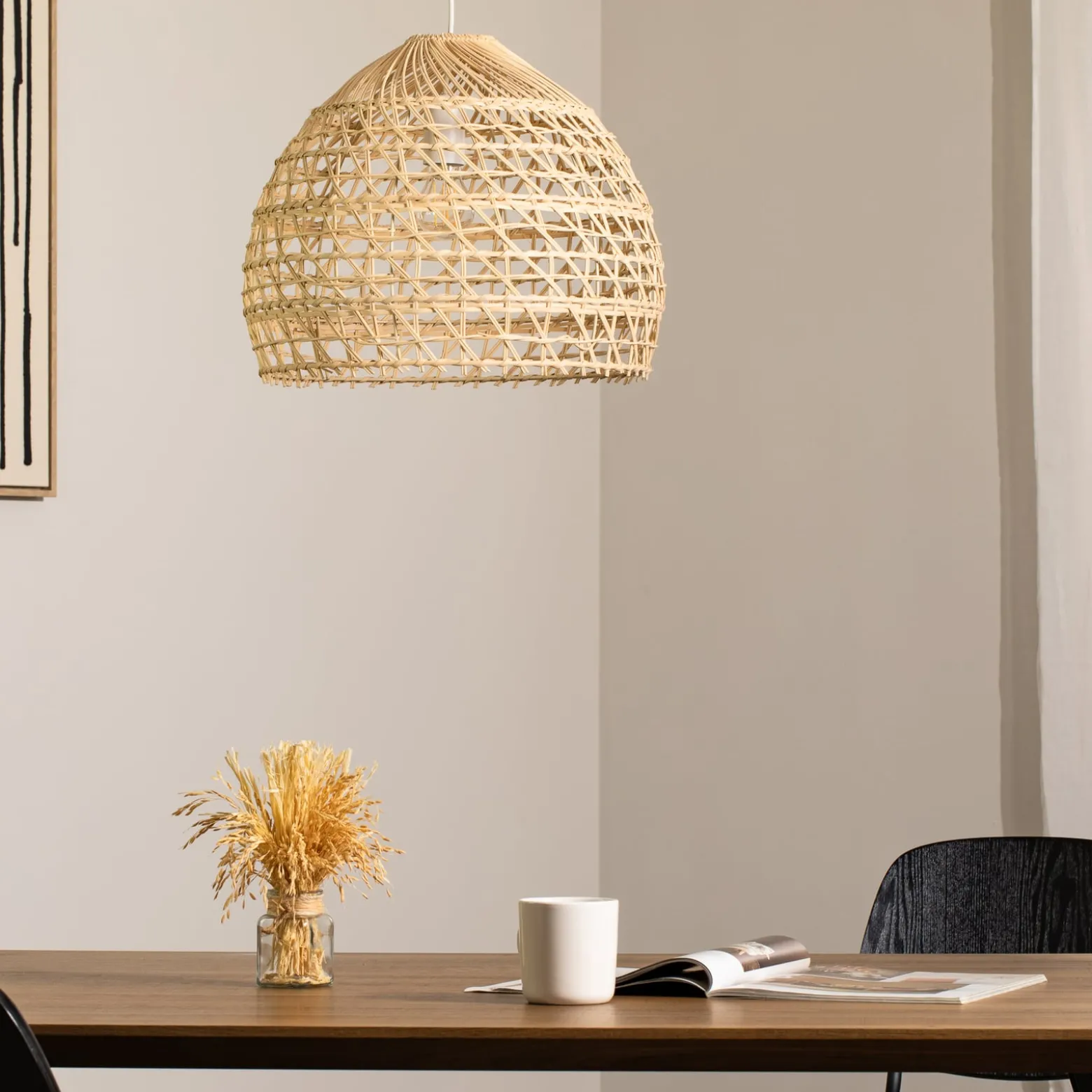 Hängeleuchte BOHO, Ø 43 cm, naturbraun, Rattan, E27