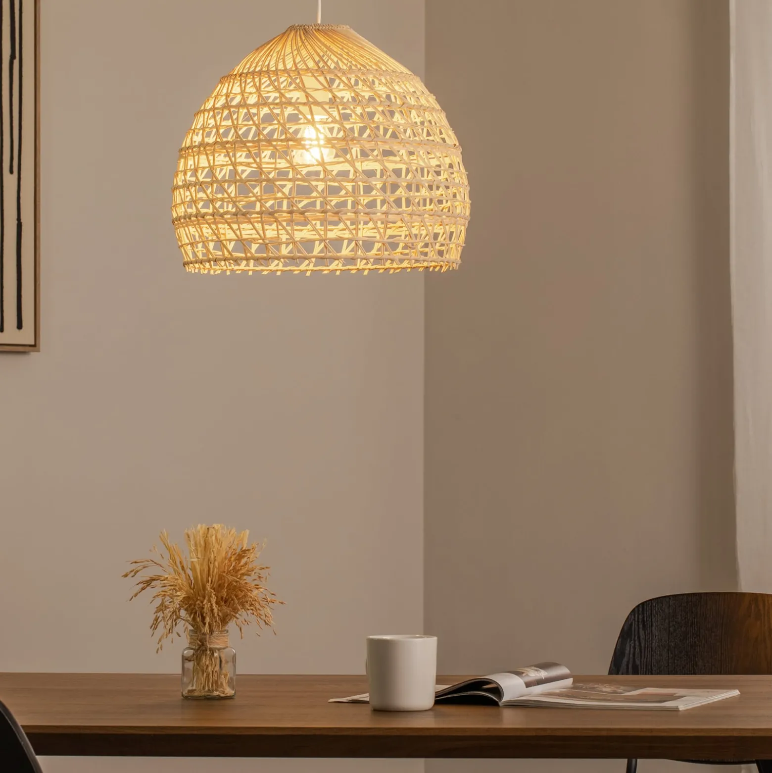 Hängeleuchte BOHO, Ø 43 cm, naturbraun, Rattan, E27