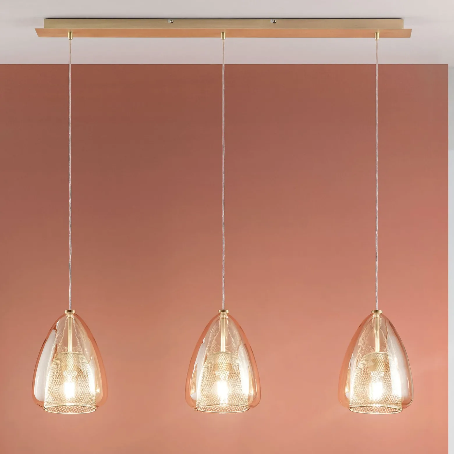 Hängeleuchte Britton, 3-flammig, amber