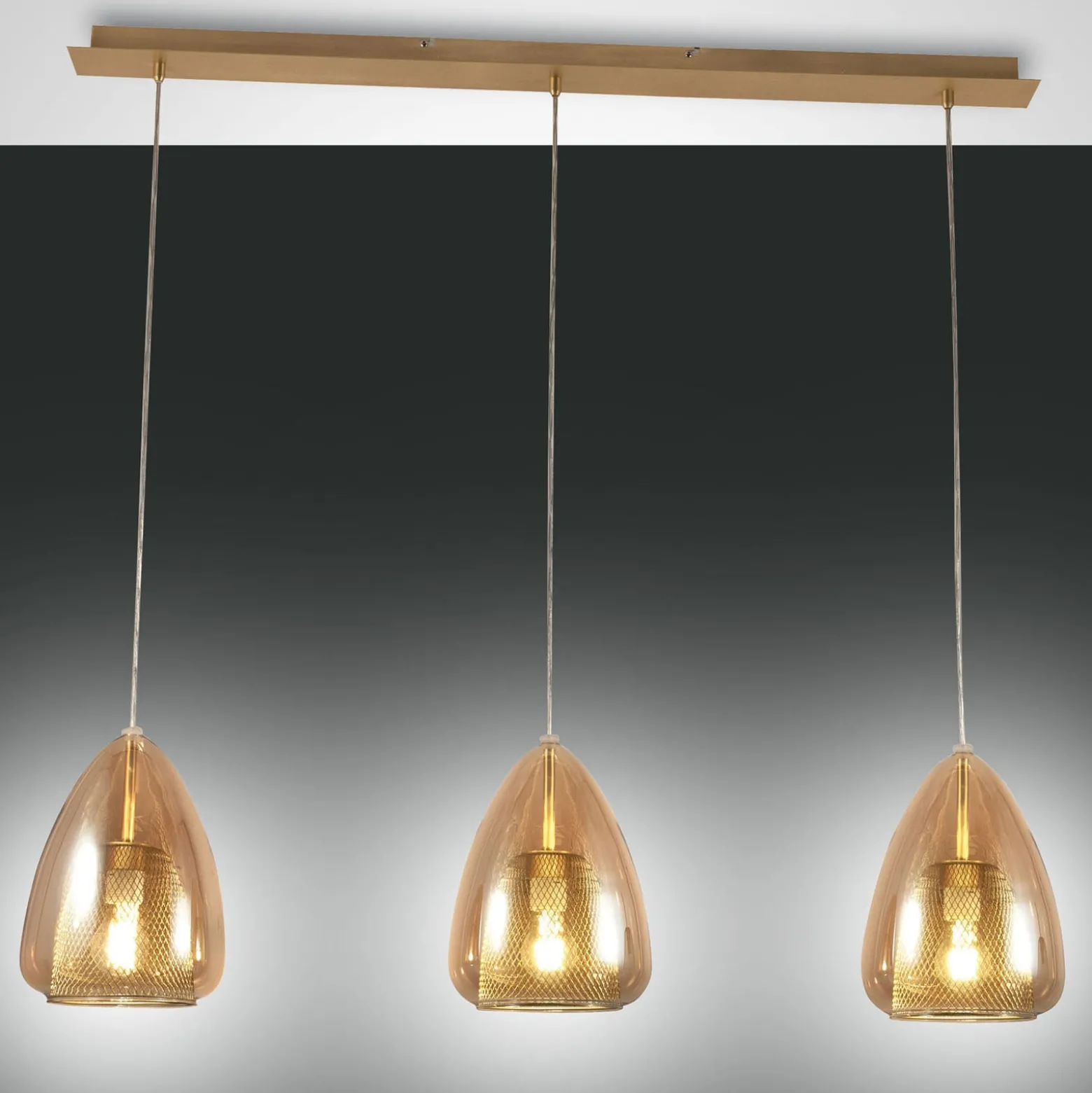 Hängeleuchte Britton, 3-flammig, amber