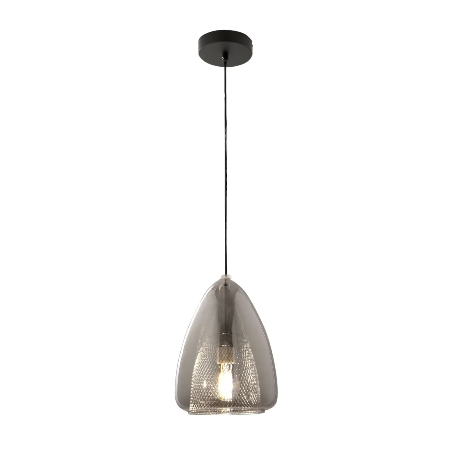 Hängeleuchte Britton, 1-flammig, grau-transparent, Glas