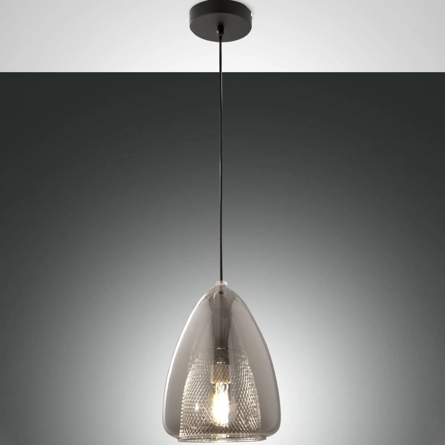 Hängeleuchte Britton, 1-flammig, grau-transparent, Glas