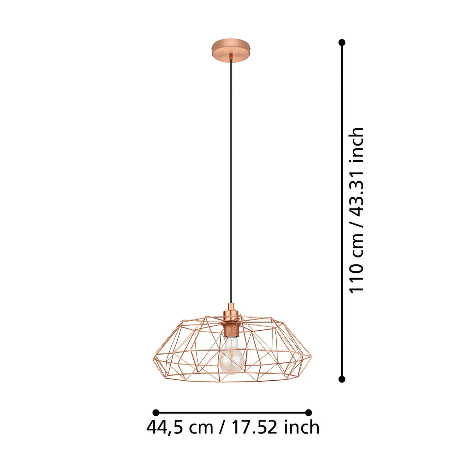 Hängeleuchte Carlton 2 Gitterschirm kupfer Ø45,5cm