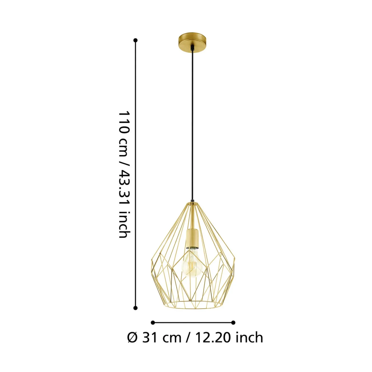 Hängeleuchte Carlton mit Käfigschirm, gold Ø 31cm