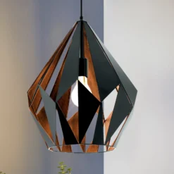 Hängeleuchte Carlton, schwarz/kupfer, Ø 38,5 cm
