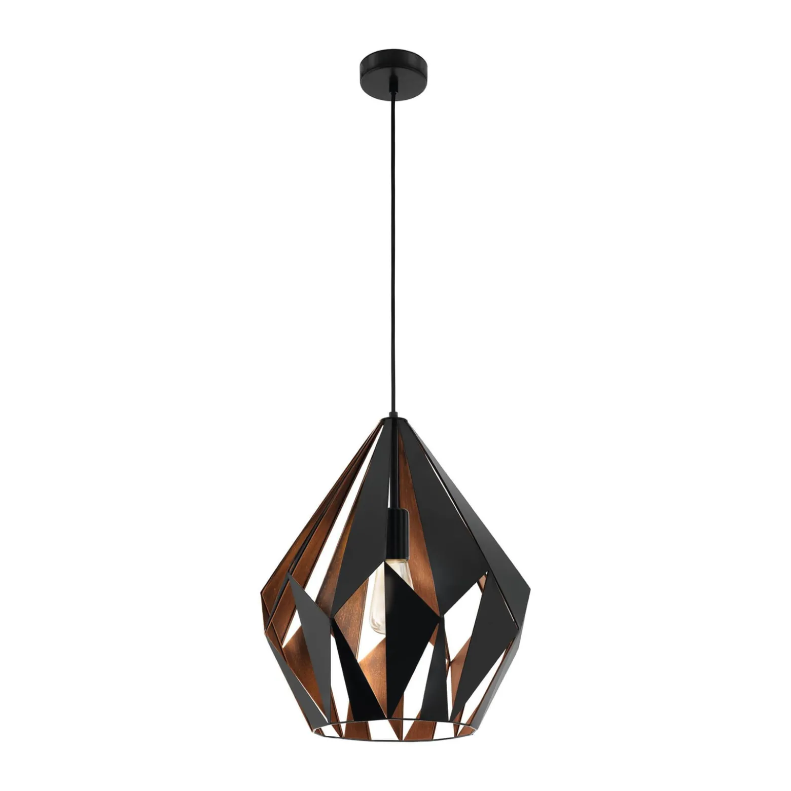 Hängeleuchte Carlton, schwarz/kupfer, Ø 38,5 cm