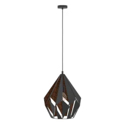 Hängeleuchte Carlton, schwarz/kupfer, Ø 38,5 cm