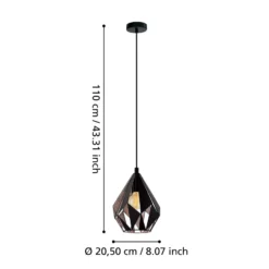 Hängeleuchte Carlton, schwarz/kupfer, Ø 20,5 cm