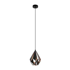 Hängeleuchte Carlton, schwarz/kupfer, Ø 20,5 cm