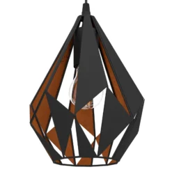 Hängeleuchte Carlton, schwarz/kupfer, Ø 20,5 cm