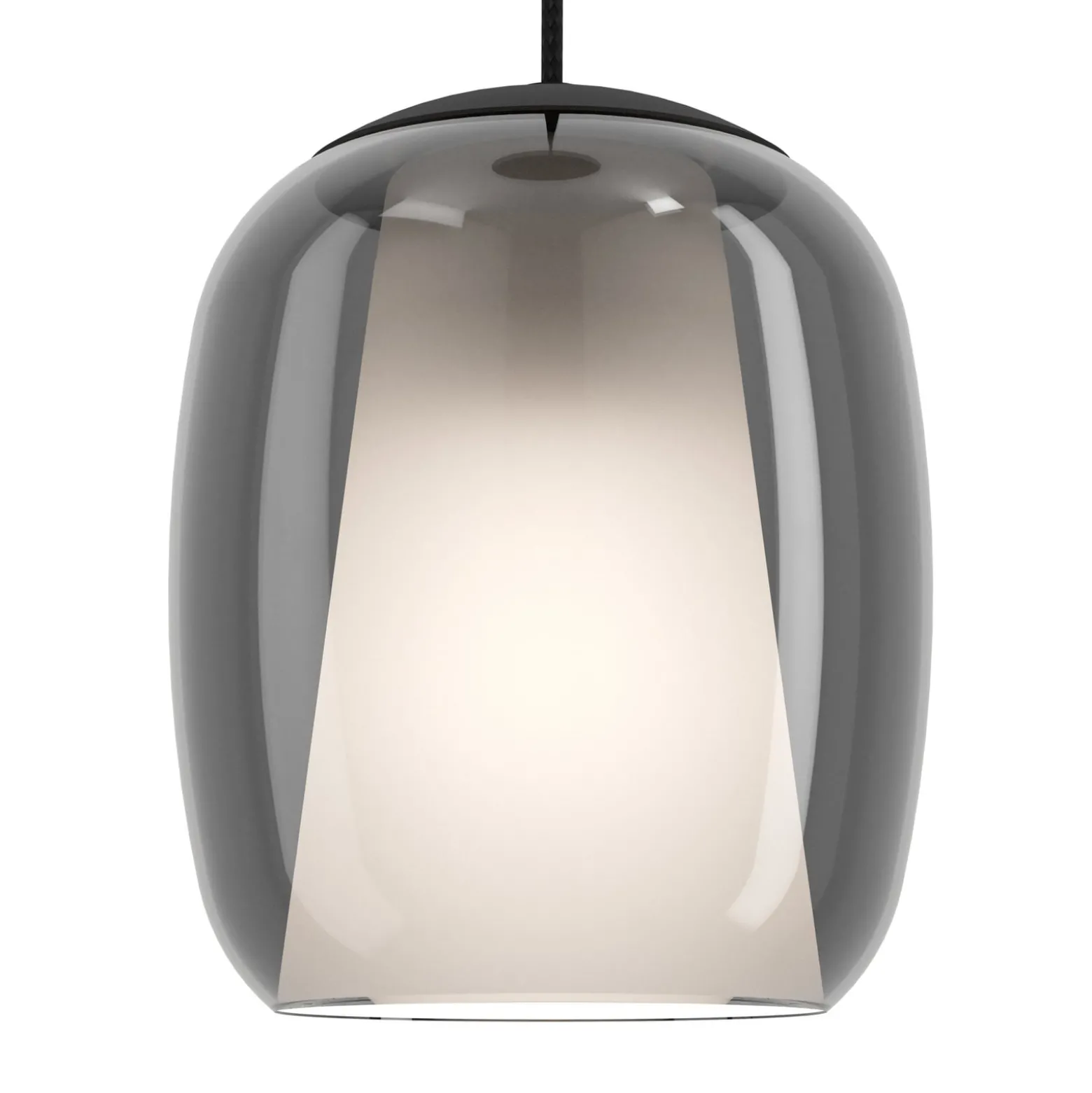 Hängeleuchte Ciampino, schwarz/grau, 4-flg., Glas