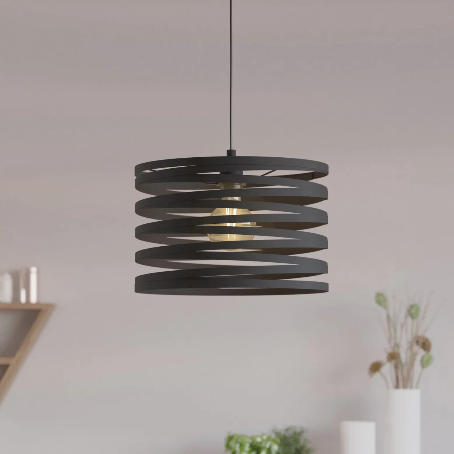 Hängeleuchte Cremella, Ø 37 cm, schwarz, Stahl