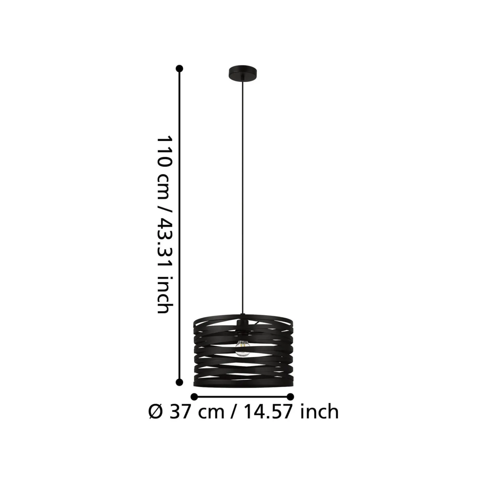 Hängeleuchte Cremella, Ø 37 cm, schwarz, Stahl