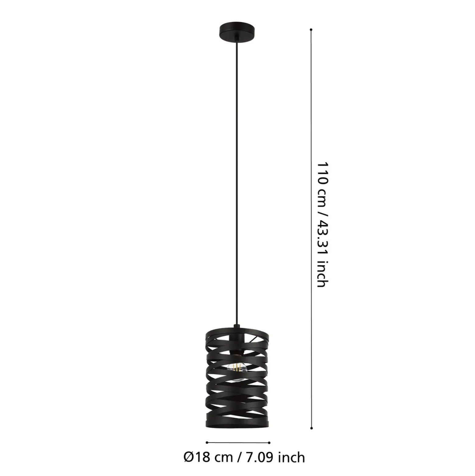 Hängeleuchte Cremella, Ø 18 cm, schwarz, Stahl