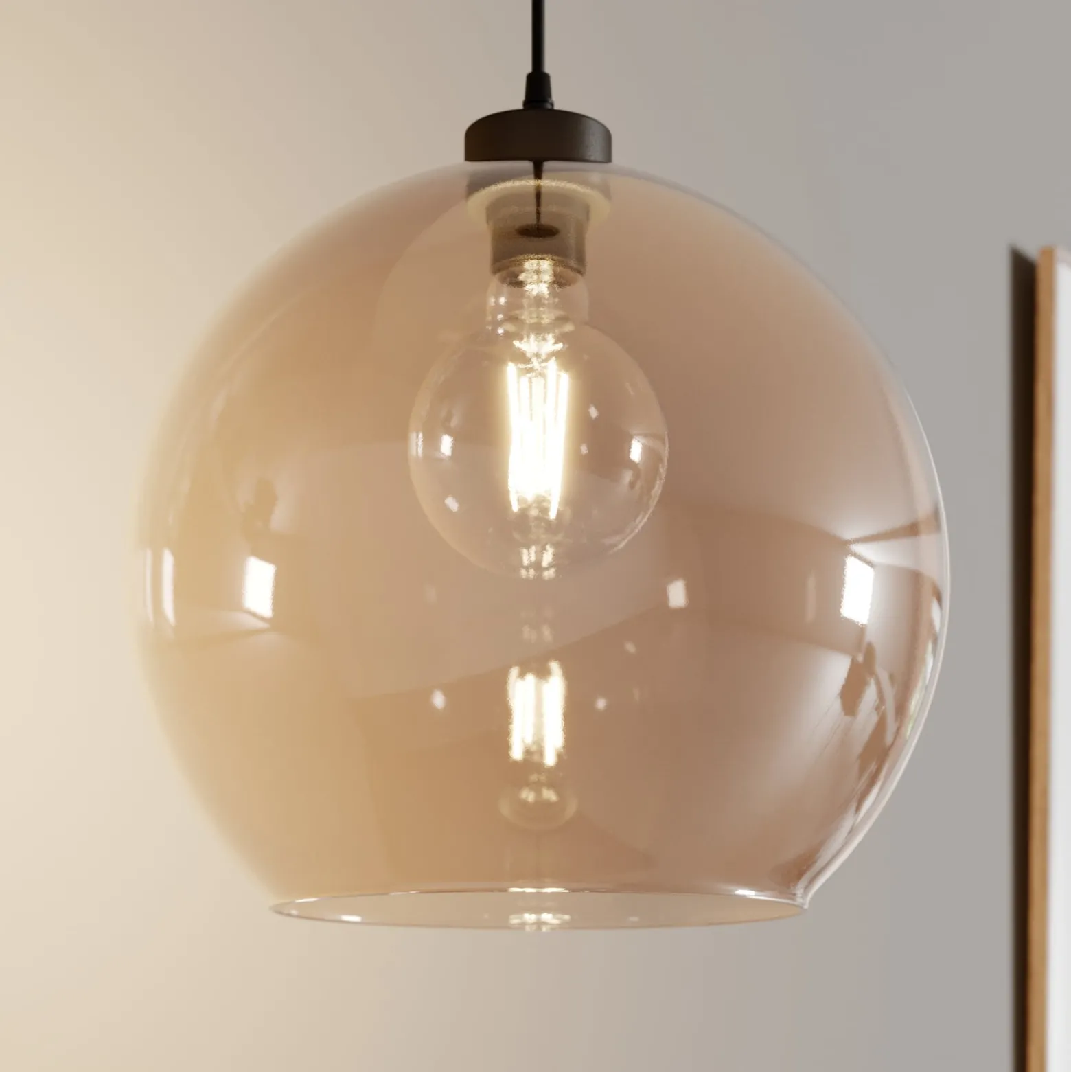 Hängeleuchte Cubus, bernstein, Glas, Ø 30 cm, E27