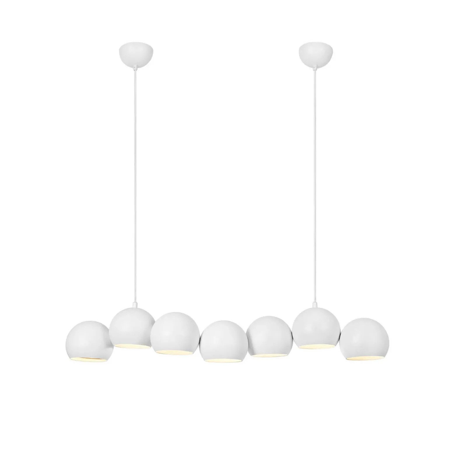 Hängeleuchte Cupolo, weiß, Eisen, Länge 101 cm, 7-flammig