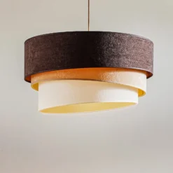 Hängeleuchte Devon, braun/beige/ecru/gold Ø45cm