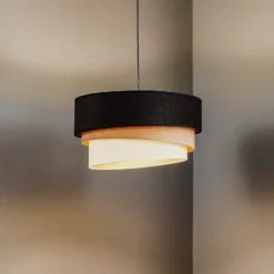 Hängeleuchte Devon, schwarz/beige/ecru/gold Ø45cm