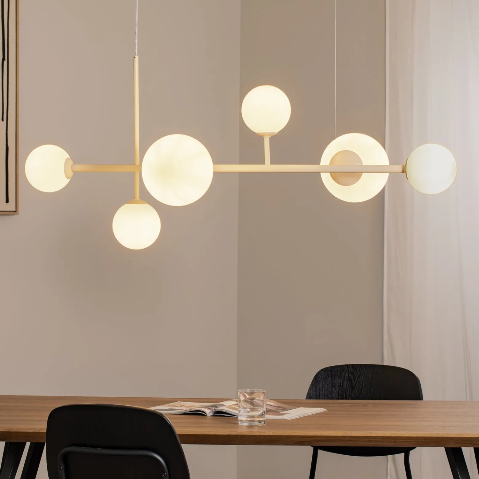 Hängeleuchte Dione, opal/creme, 6-flammig
