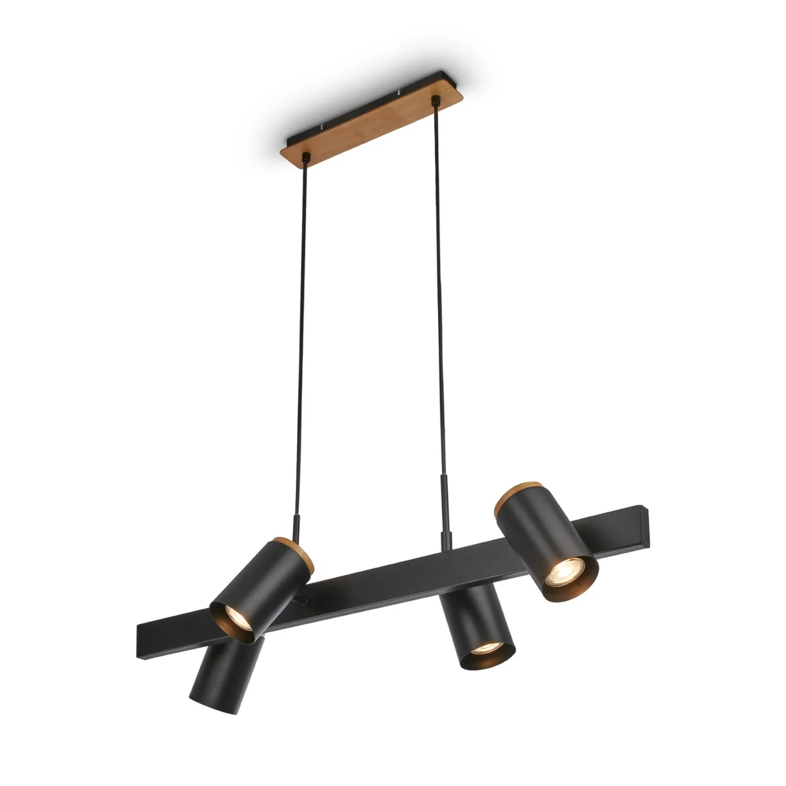 Hängeleuchte Duta, Länge 120 cm, schwarz matt, Metall 4-flg.