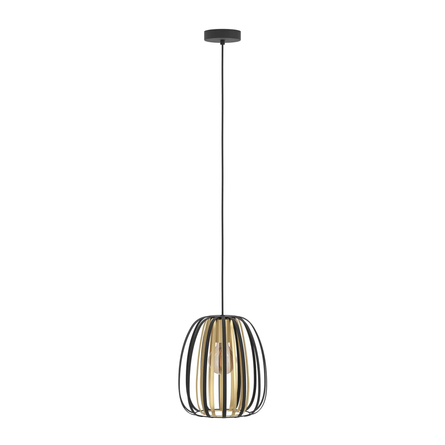 Hängeleuchte Encinitos, schwarz/messing, Ø 25,5 cm