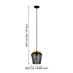 Hängeleuchte Escandidos, schwarz/gold, einflammig