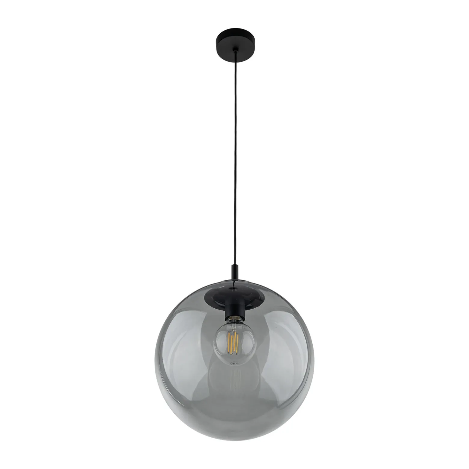 Hängeleuchte Esme, Glas, grafit-transparent, 1-flg., Ø 35 cm