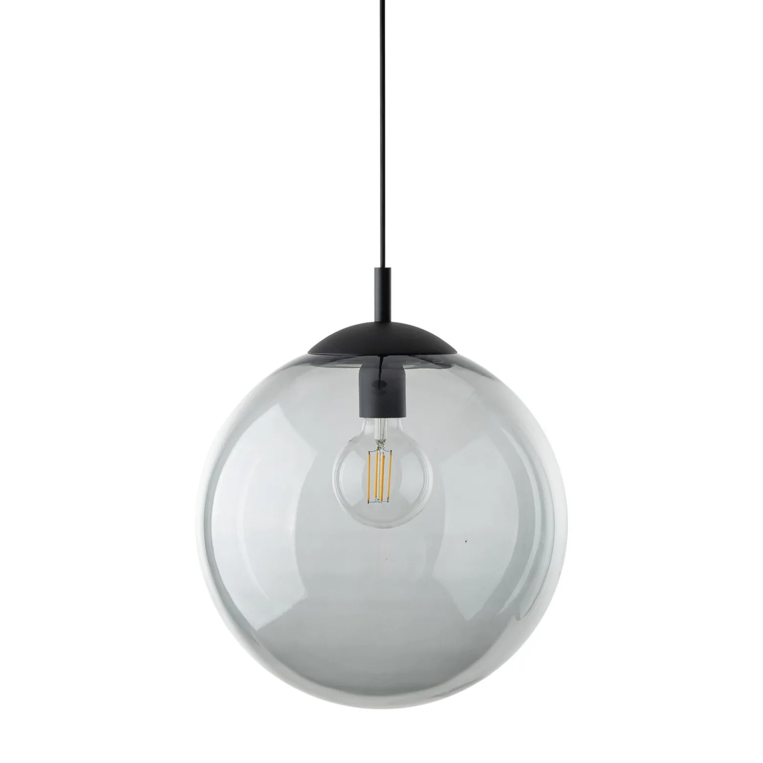 Hängeleuchte Esme, Glas, grafit-transparent, 1-flg., Ø 35 cm