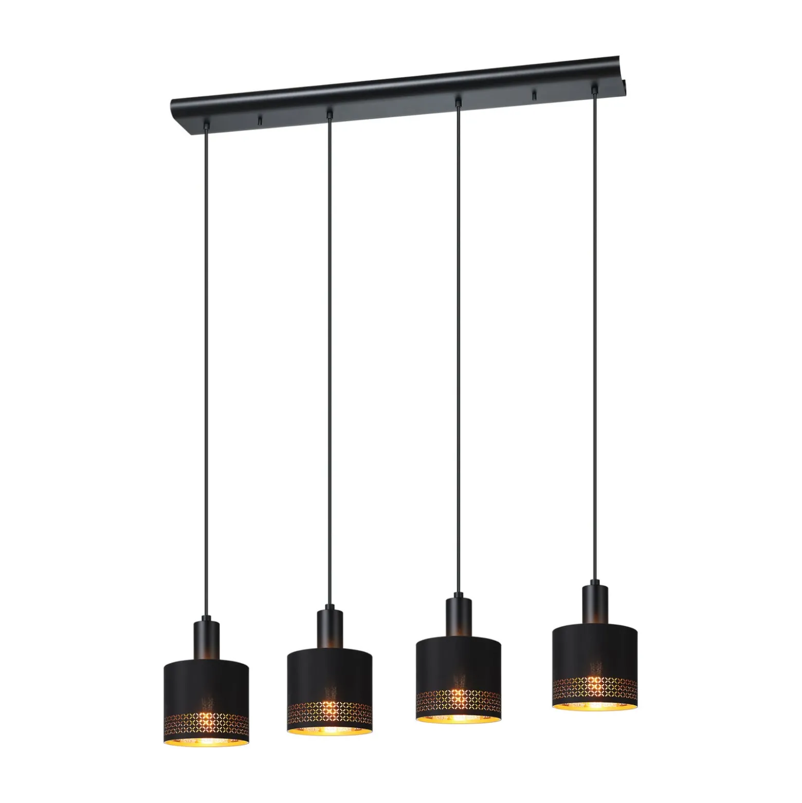 Hängeleuchte Esteperra, schwarz/gold, vierflammig