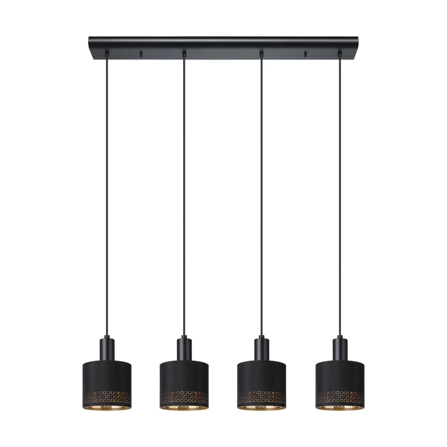 Hängeleuchte Esteperra, schwarz/gold, vierflammig