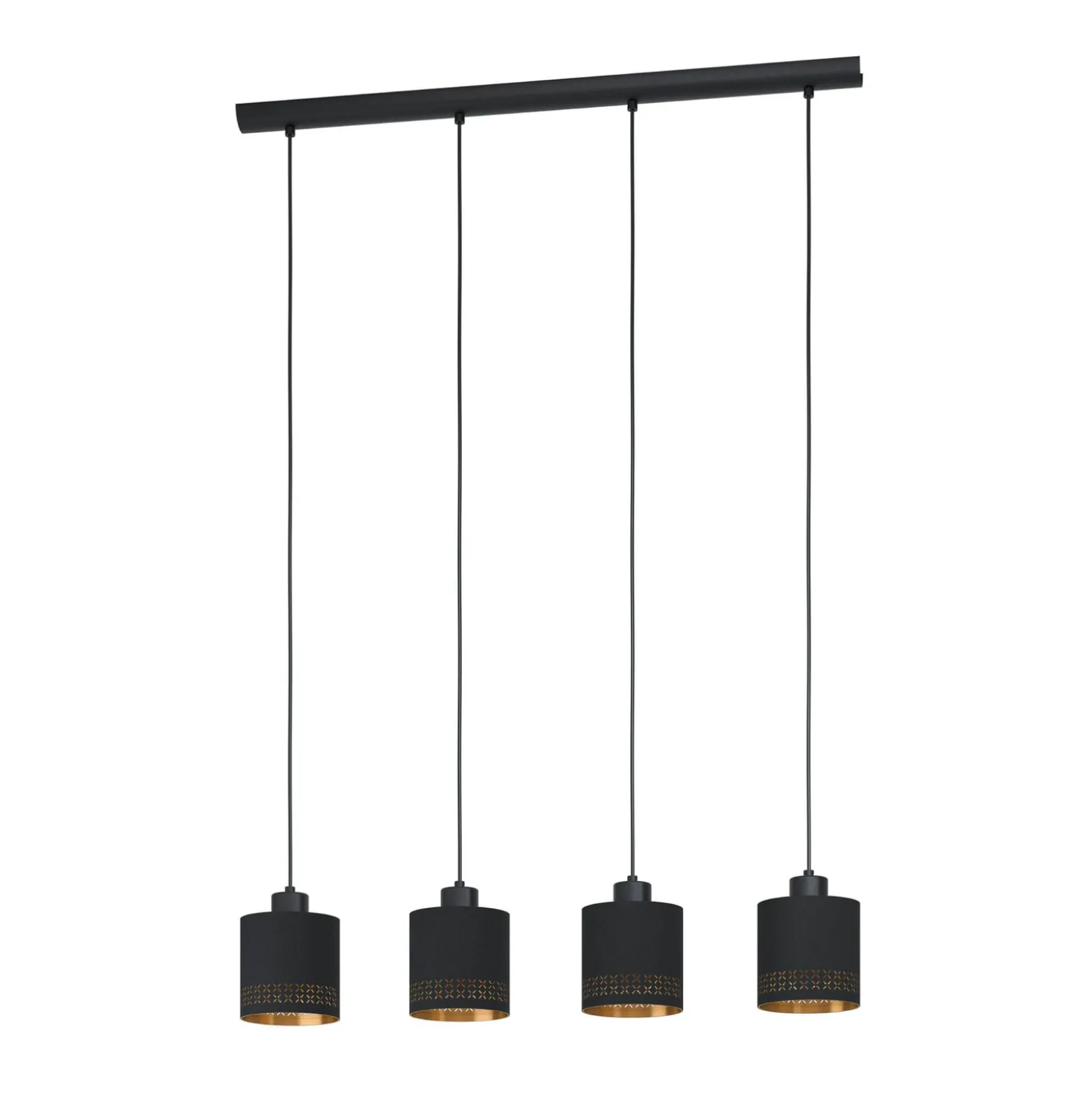 Hängeleuchte Esteperra, schwarz/gold, vierflammig