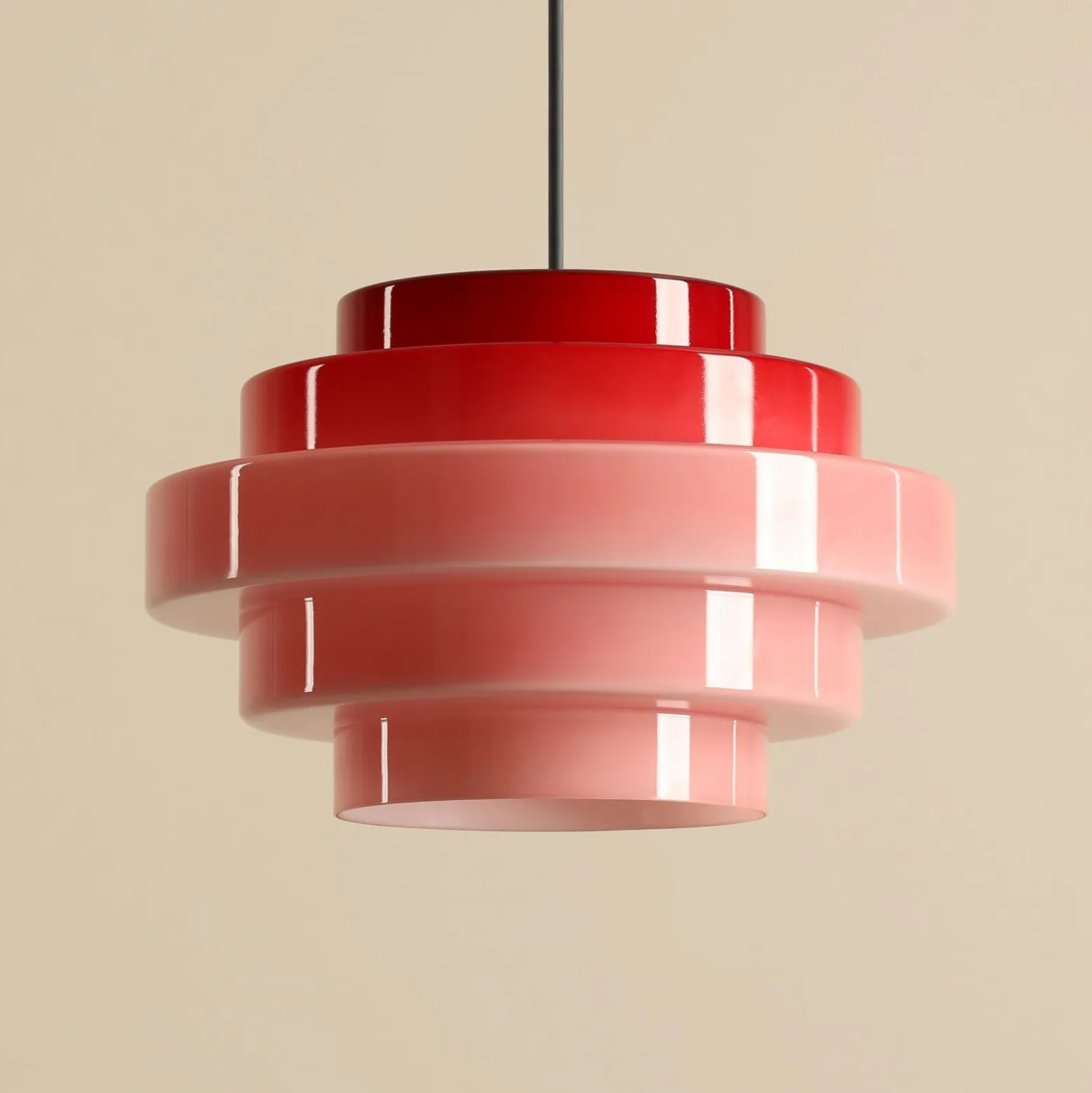 Hängeleuchte Filo, rot, Ø 28 cm, Glas