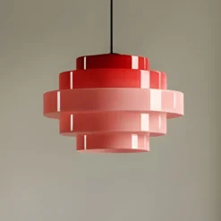 Hängeleuchte Filo, rot, Ø 28 cm, Glas
