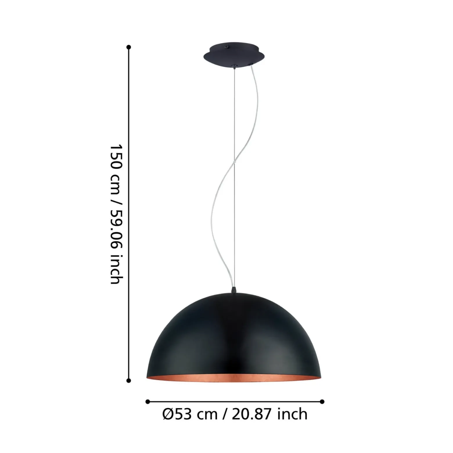 Hängeleuchte Gaetano 1, Ø 53 cm, schwarz/kupfer, Stahl