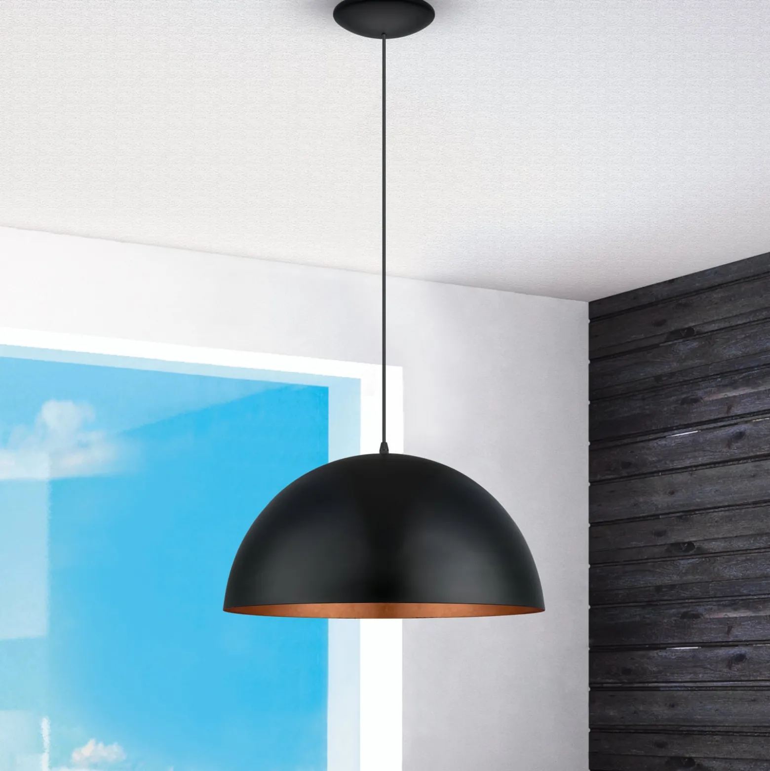 Hängeleuchte Gaetano 1, Ø 53 cm, schwarz/kupfer, Stahl