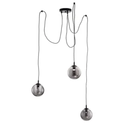 Hängeleuchte Glassy 3-flg. dezentral, Glas grafit