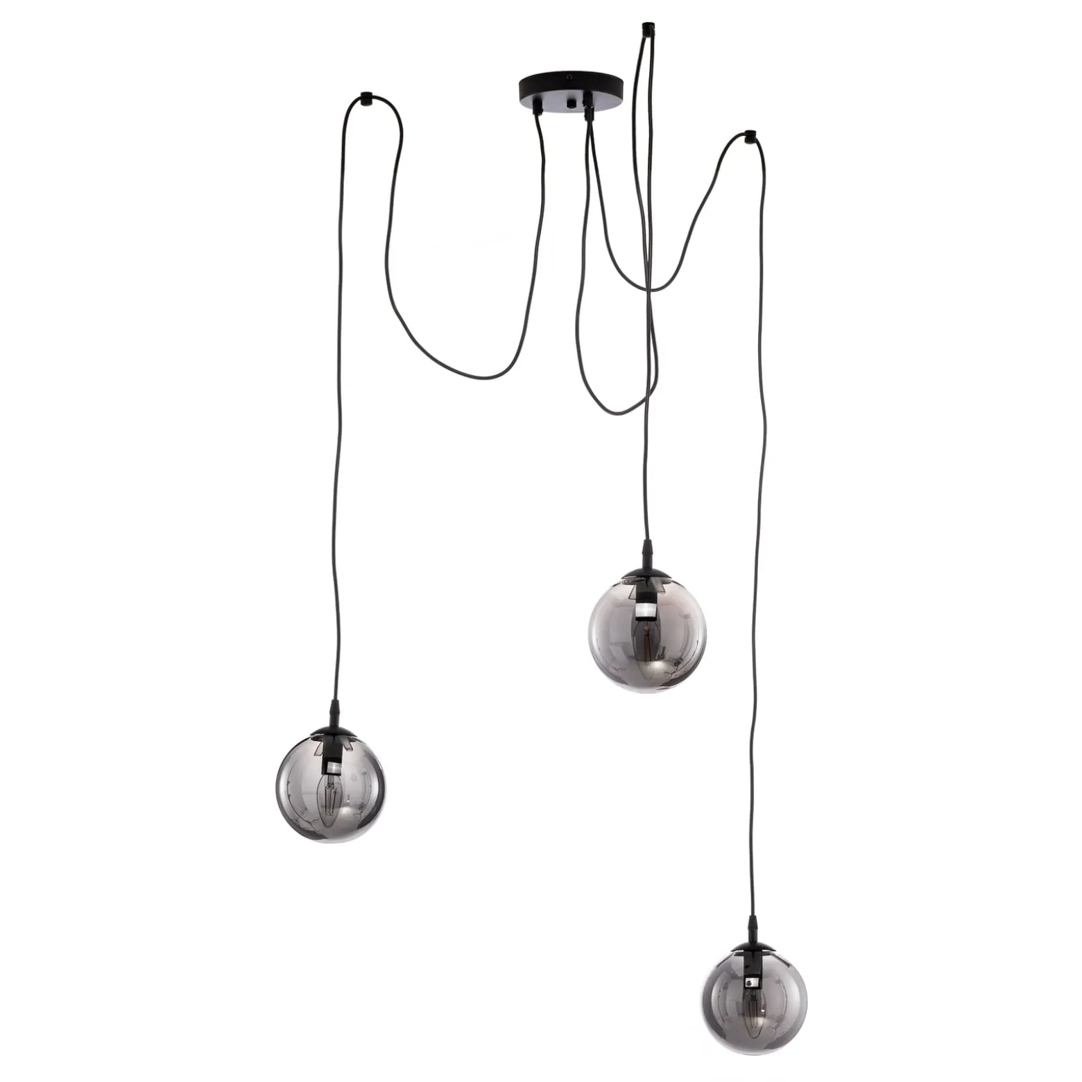 Hängeleuchte Glassy 3-flg. dezentral, Glas grafit