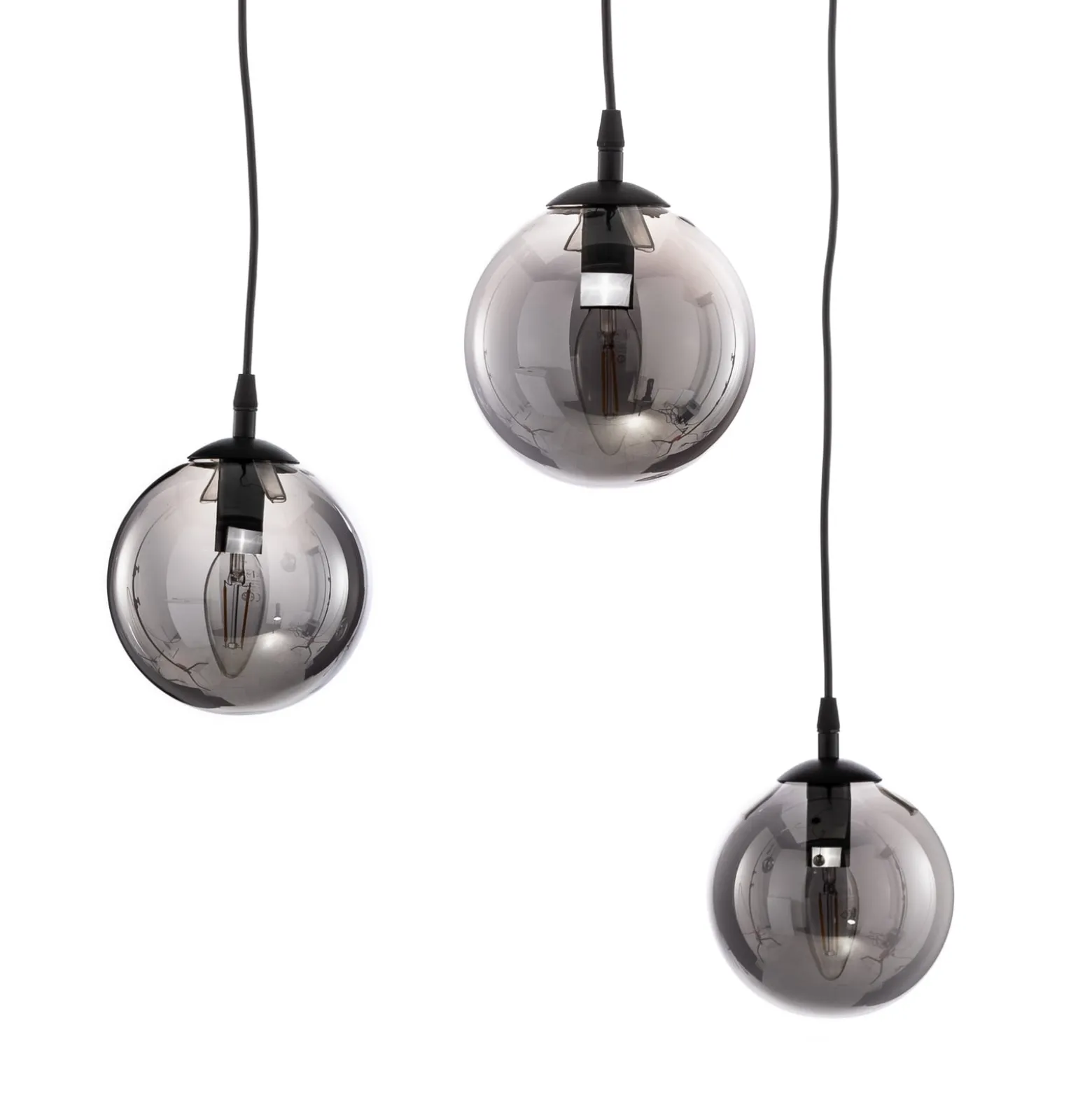 Hängeleuchte Glassy 3-flg. dezentral, Glas grafit