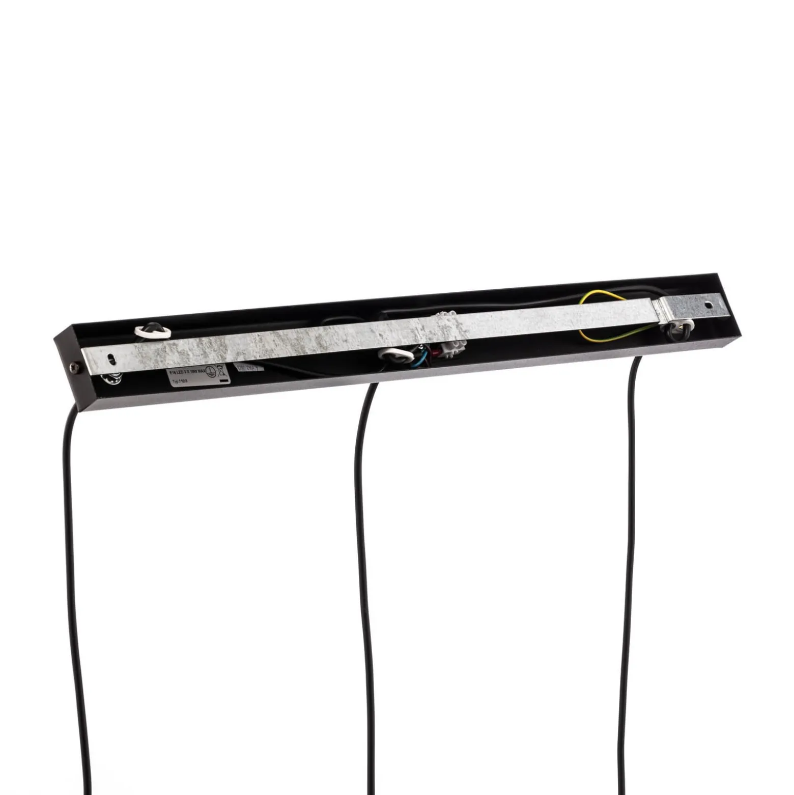 Hängeleuchte Glassy, 3-flg., gerade, schwarz, grafit, Glas