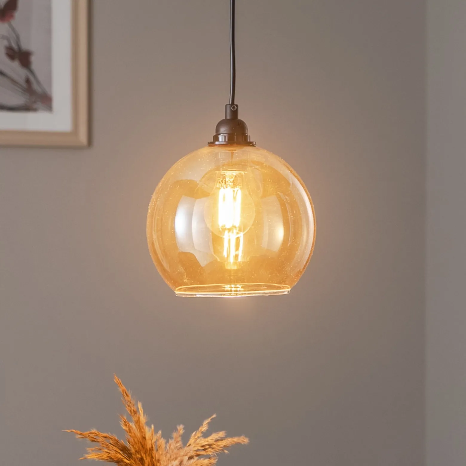 Hängeleuchte Gold 020 1-flammig Glas Ø20cm