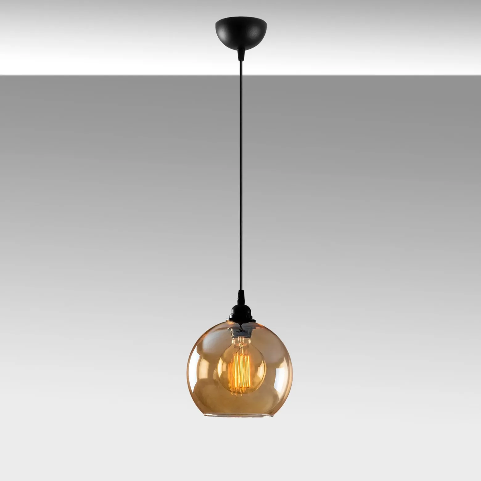 Hängeleuchte Gold 020 1-flammig Glas Ø20cm