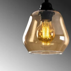 Hängeleuchte Gold 032, gold-transparent, Glas 3-flammig lang