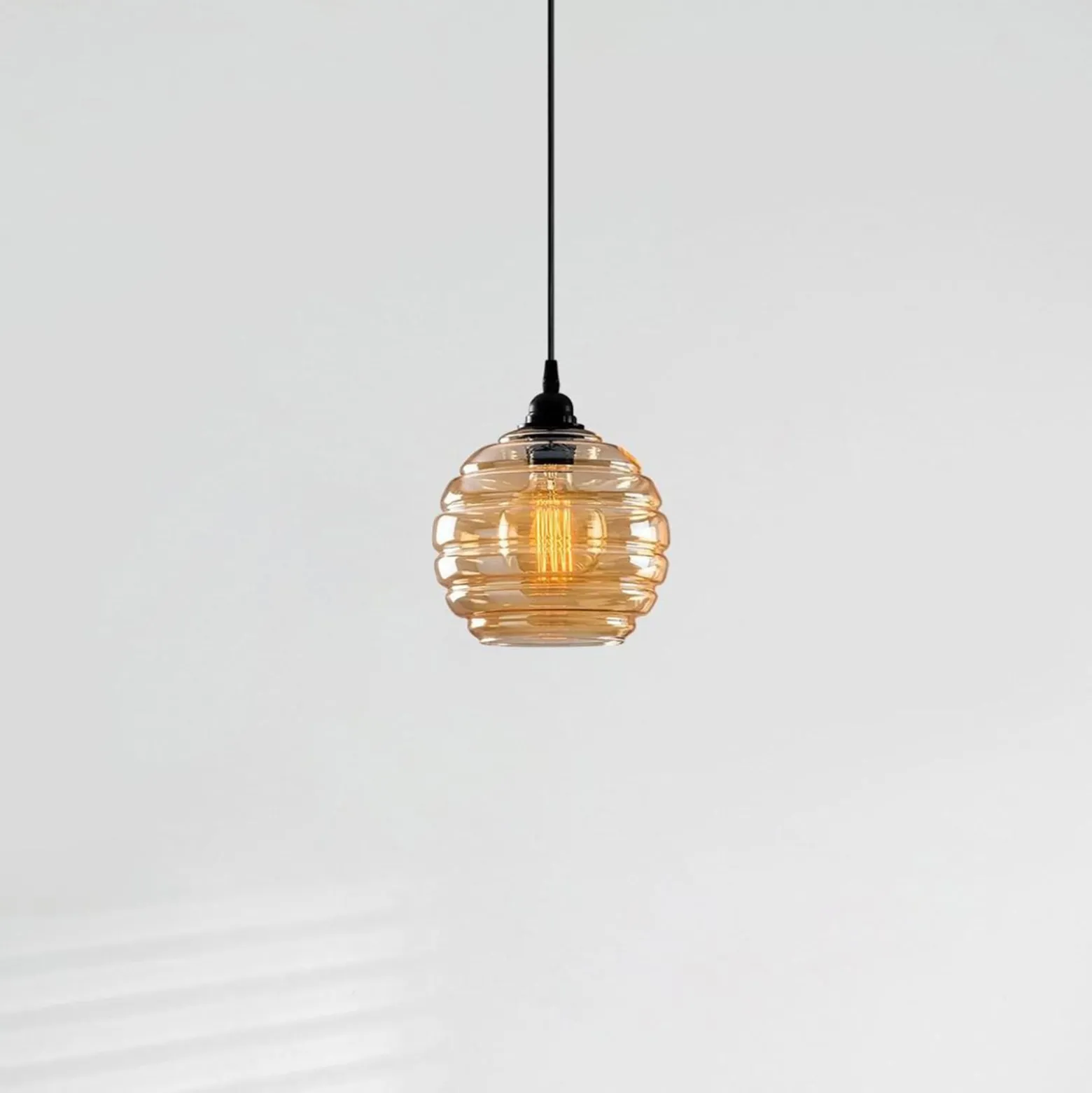 Hängeleuchte Gold 010, gold-transparent, Glas, Ø 20 cm