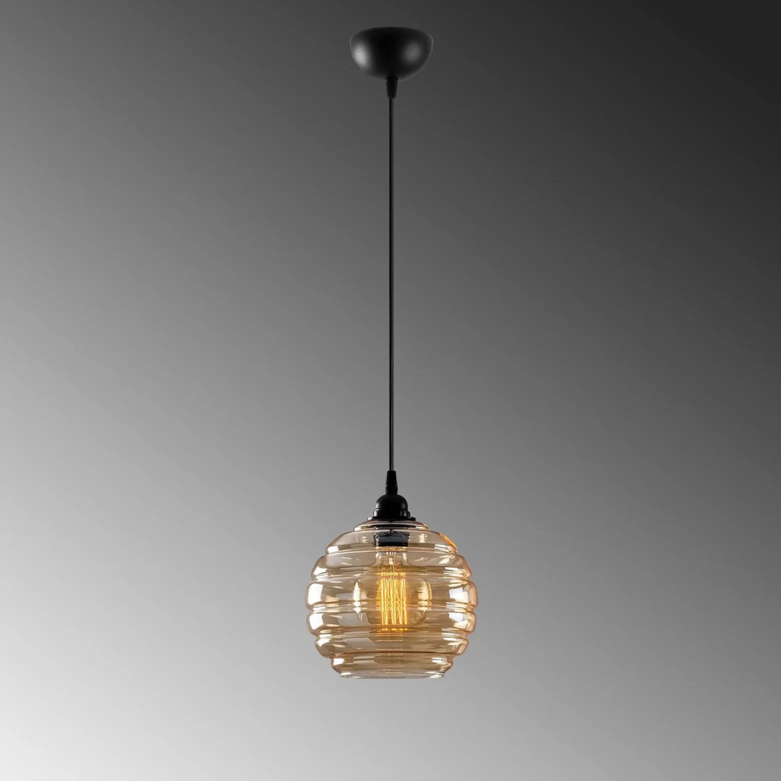 Hängeleuchte Gold 010, gold-transparent, Glas, Ø 20 cm