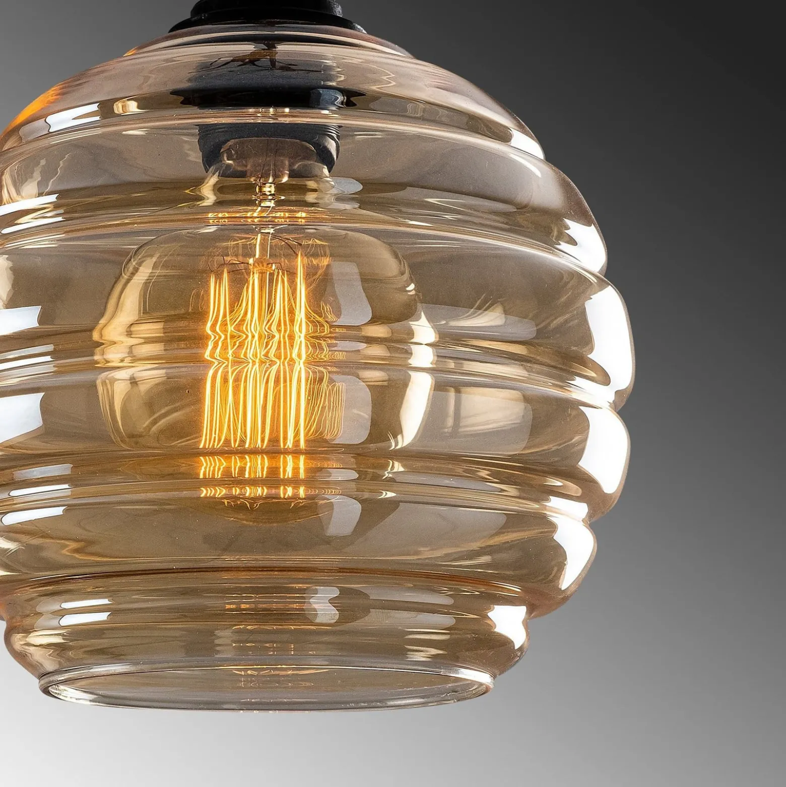 Hängeleuchte Gold 010, gold-transparent, Glas, Ø 20 cm